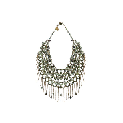 Erickson Beamon Multi Strand Crystal Beaded Fringe Statement Necklace