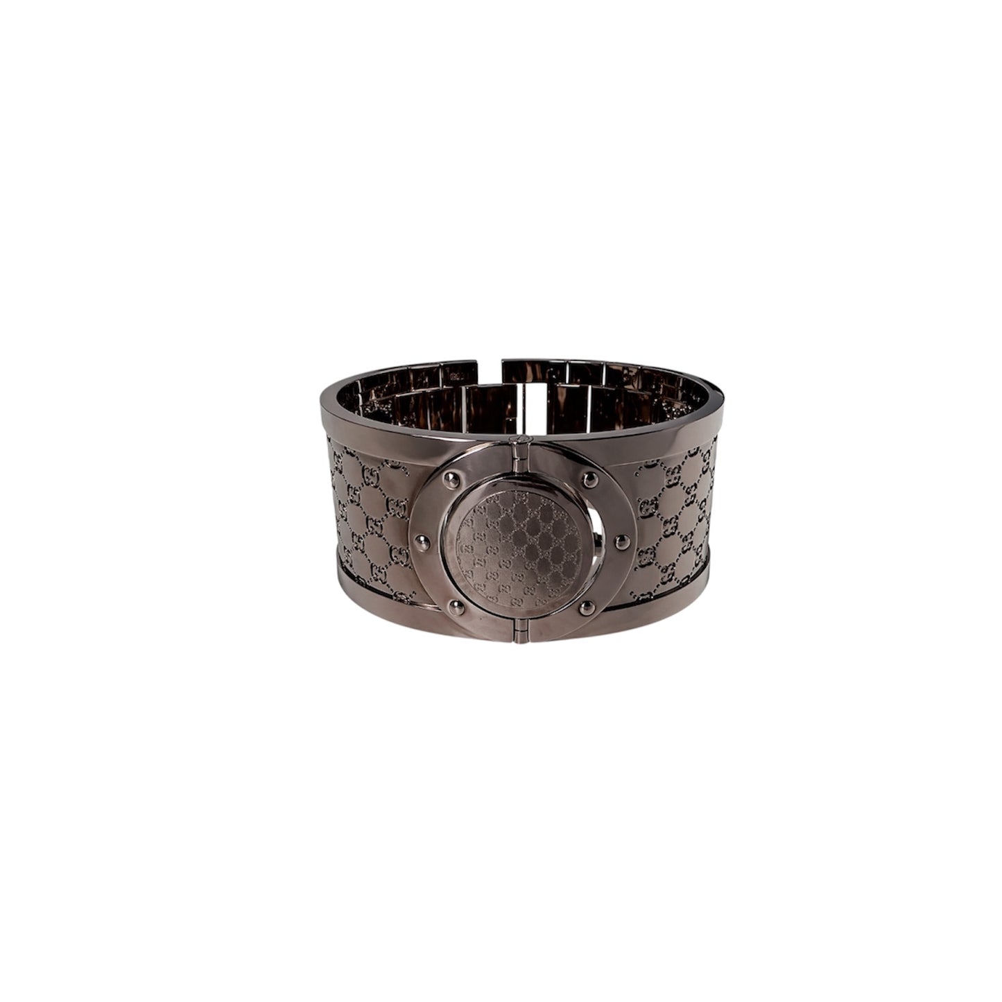Gucci GG Monogram Brown Wide Bangle Watch