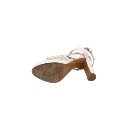 Jean Paul Gaultier White Crochet Heeled Sandals Size 37