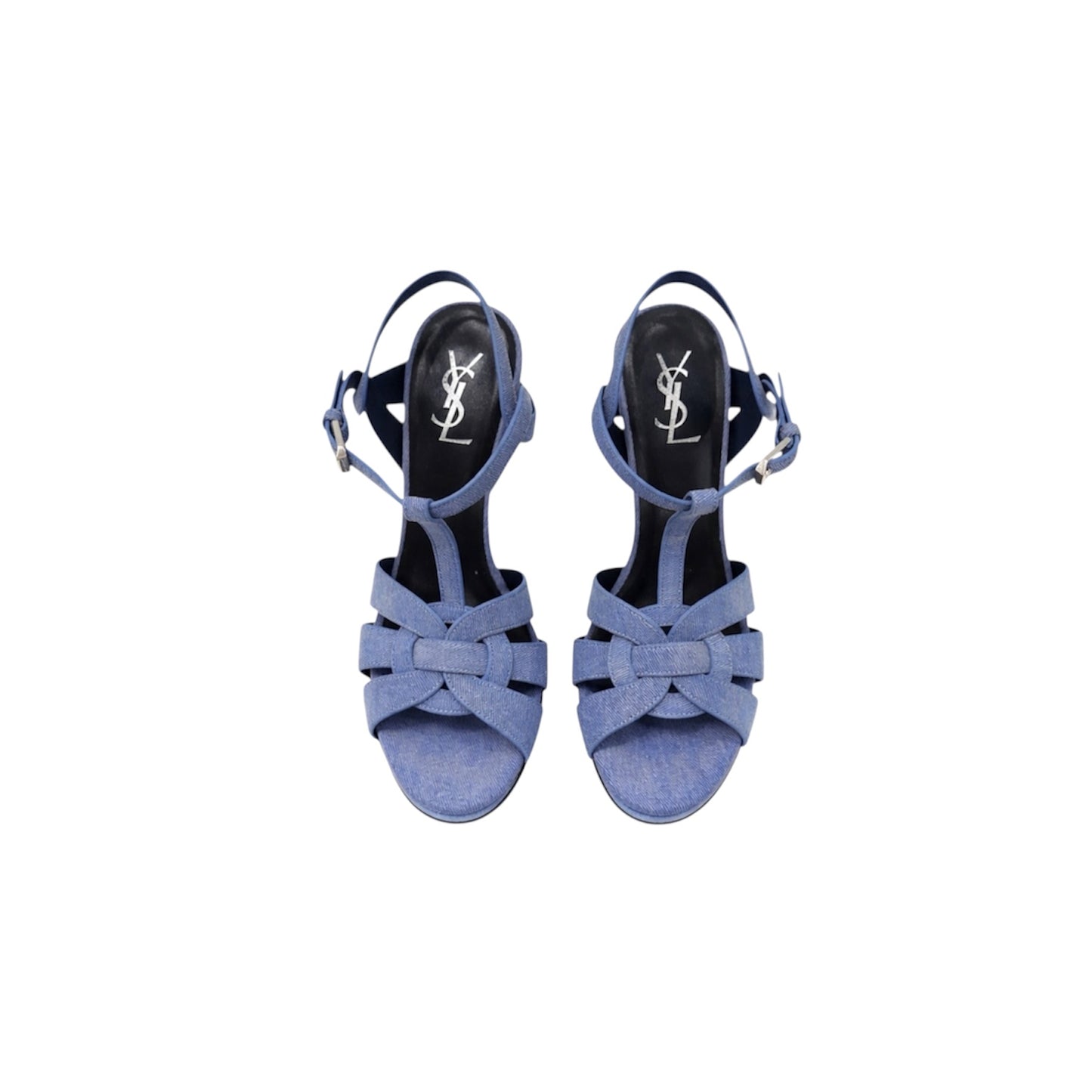 Saint Laurent Denim Tribute Platform Sandals Size 38 EU/ 7.5 US