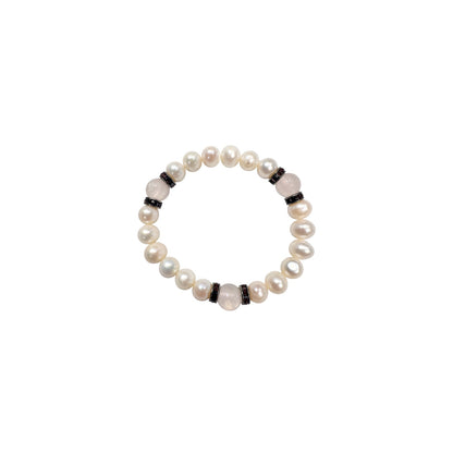 Freshwater Pearl Rose Quartz and Faceted Crystal Accents Bracelet