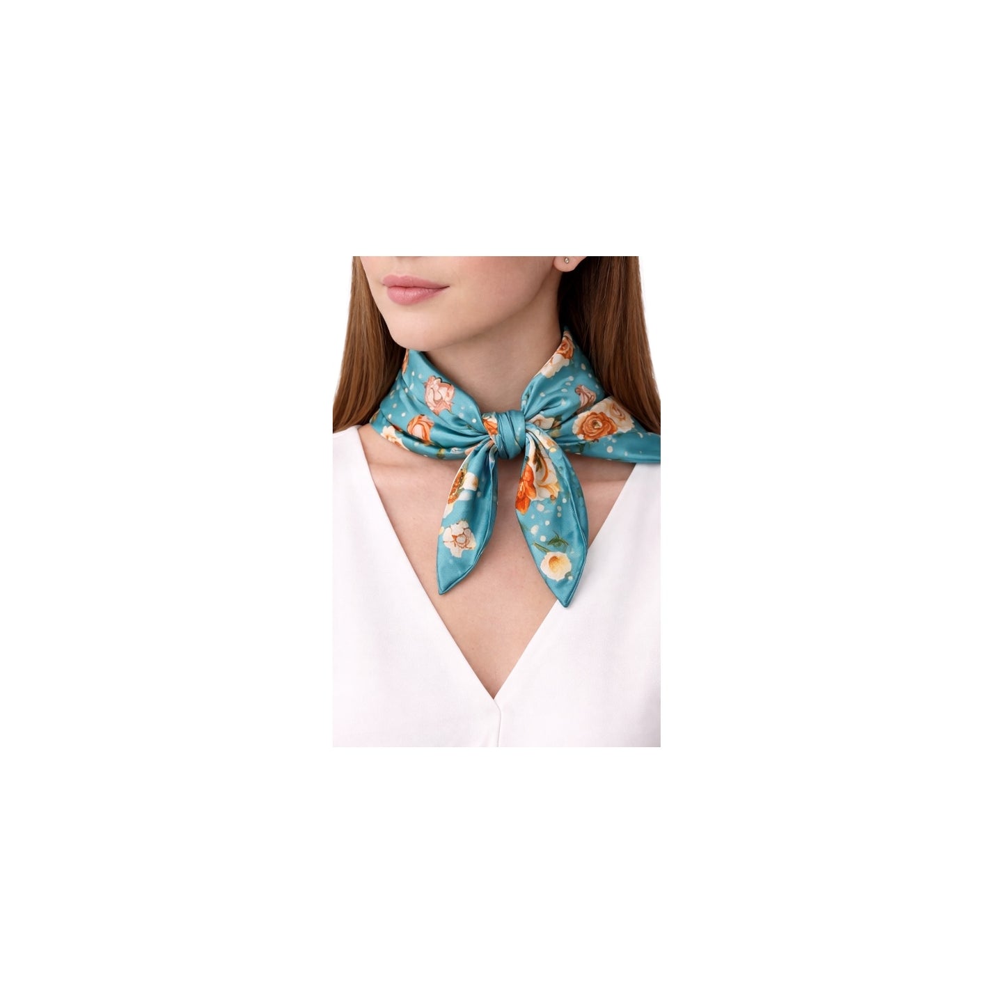 Hermes “La Rosee" Turquoise Silk Scarf Carre 40 By Anne Gavarni