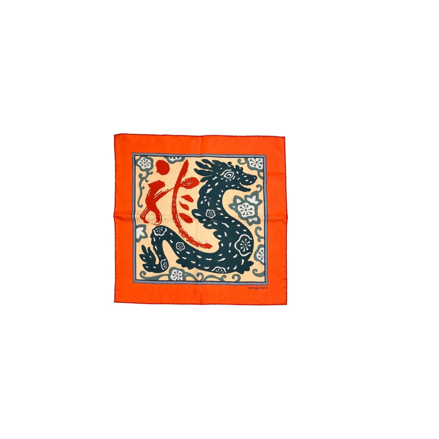 Hermes “L’Annee Du Dragon” Silk Scarf Designed By Annie Faivre
