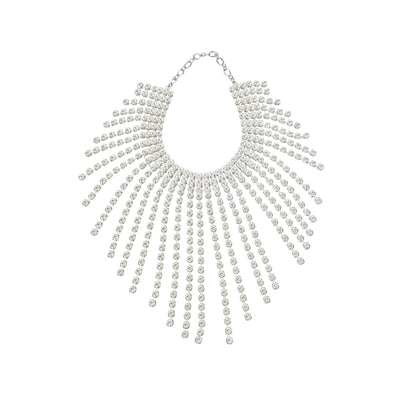 Rhinestone Fringe  Bib Necklace