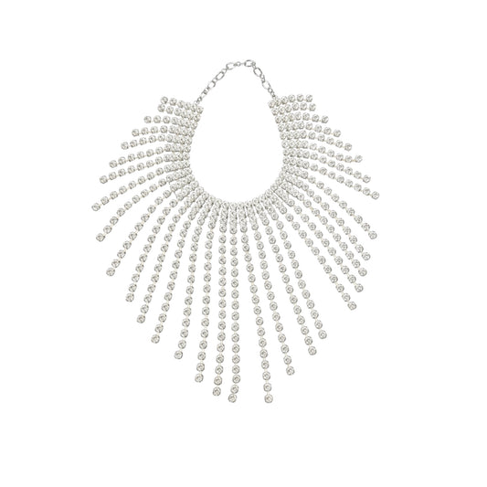 Rhinestone Fringe  Bib Necklace
