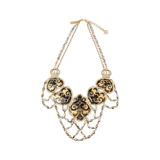 Oscar De La Renta Gold Filigree Heart Statement Necklace