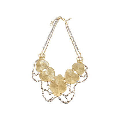Oscar De La Renta Gold Filigree Heart Statement Necklace