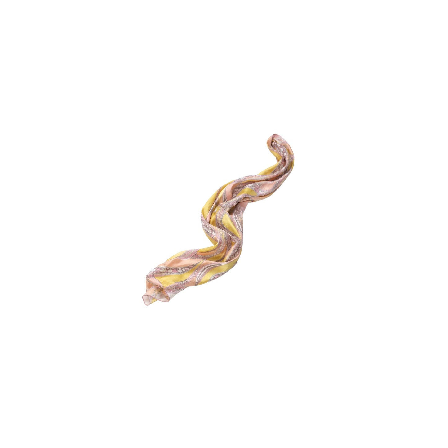 Emilio Pucci Silk Pink Yellow Abstract Ribbon Print Scarf