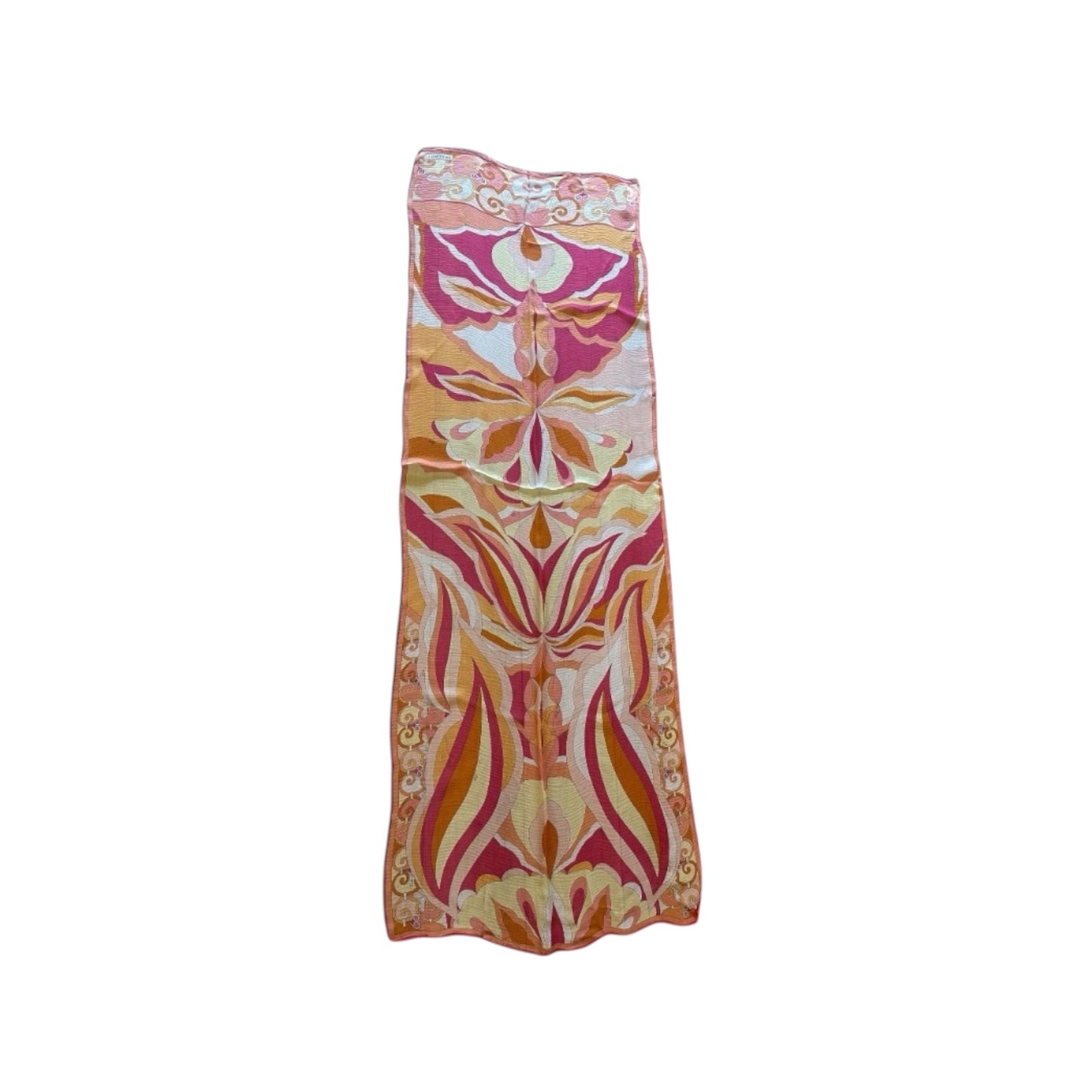 Emilio Pucci Abstract Silk Pink Orange Multicolor Scarf