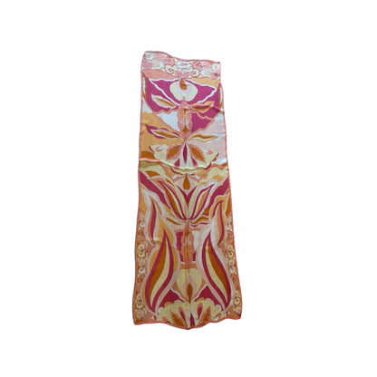 Emilio Pucci Abstract Silk Pink Orange Multicolor Scarf