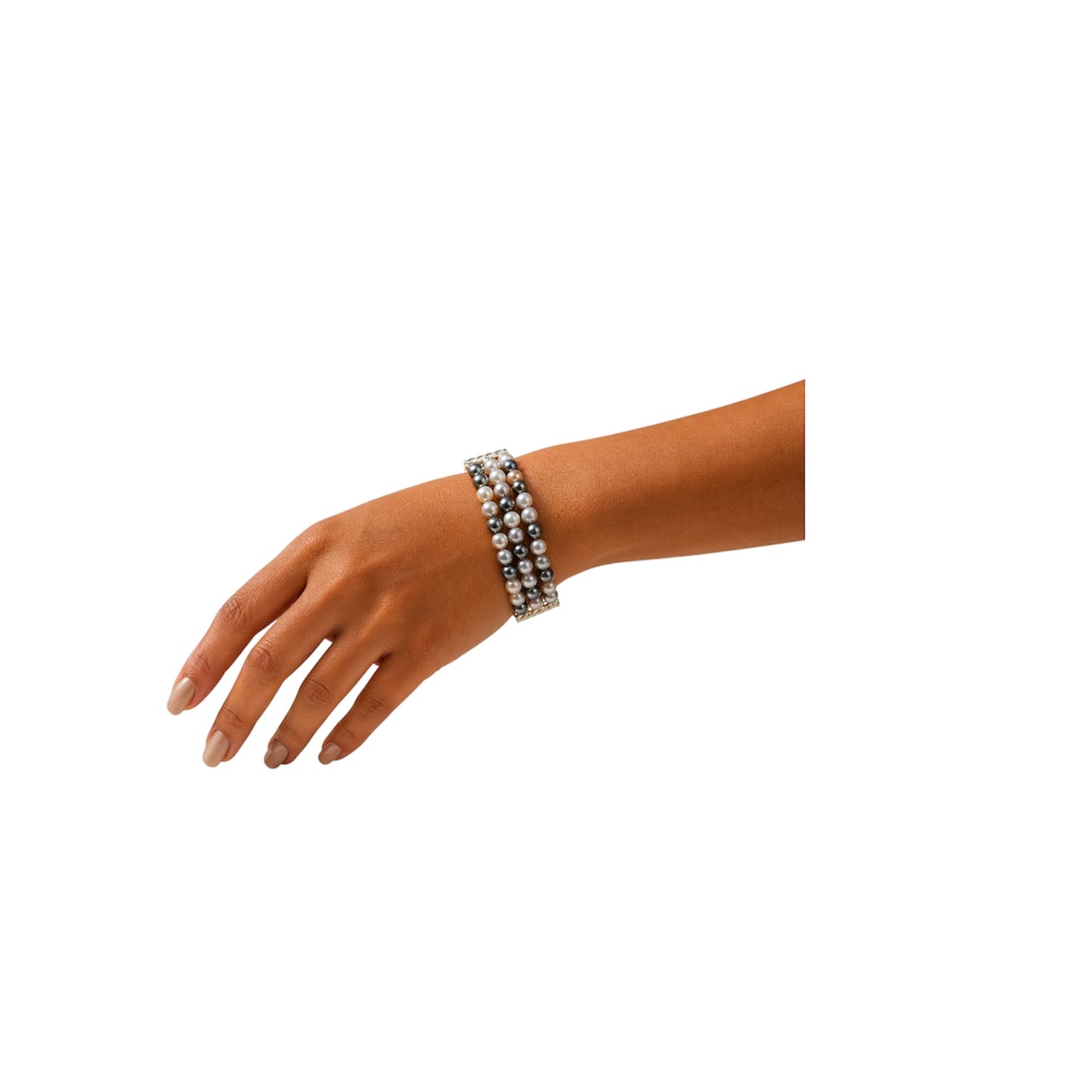 Multi Strand Freshwater Pearl Bracelet With Sterling Silver Clasp