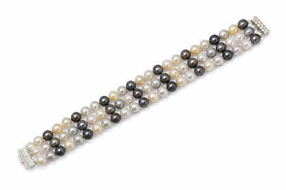 Multi Strand Freshwater Pearl Bracelet With Sterling Silver Clasp