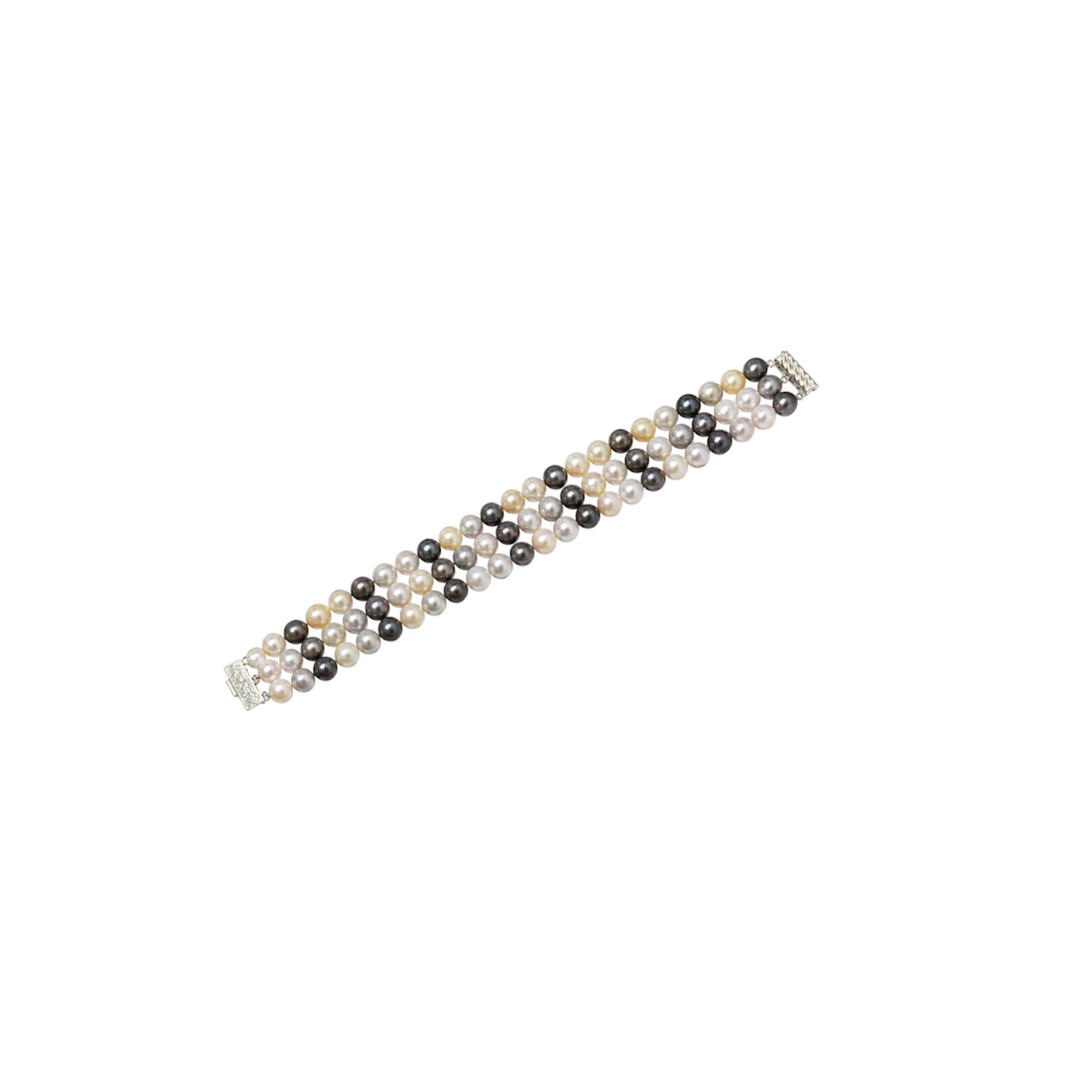 Multi Strand Freshwater Pearl Bracelet With Sterling Silver Clasp