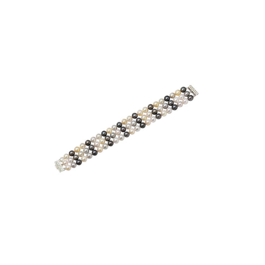 Multi Strand Freshwater Pearl Bracelet With Sterling Silver Clasp