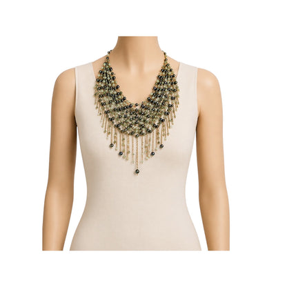Erickson Beamon Multi Strand Crystal Beaded Fringe Statement Necklace
