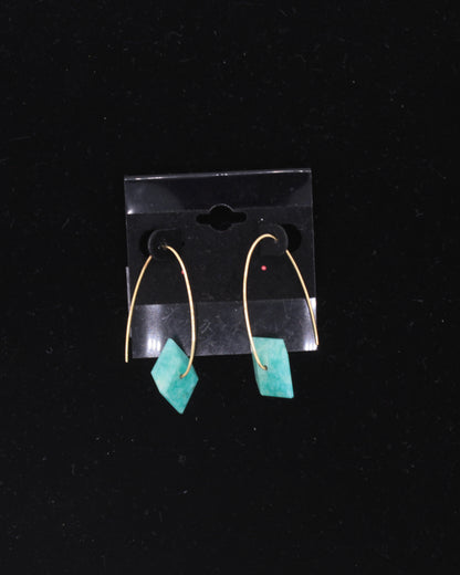 Turquoise Gold Crystal Oval Earrings