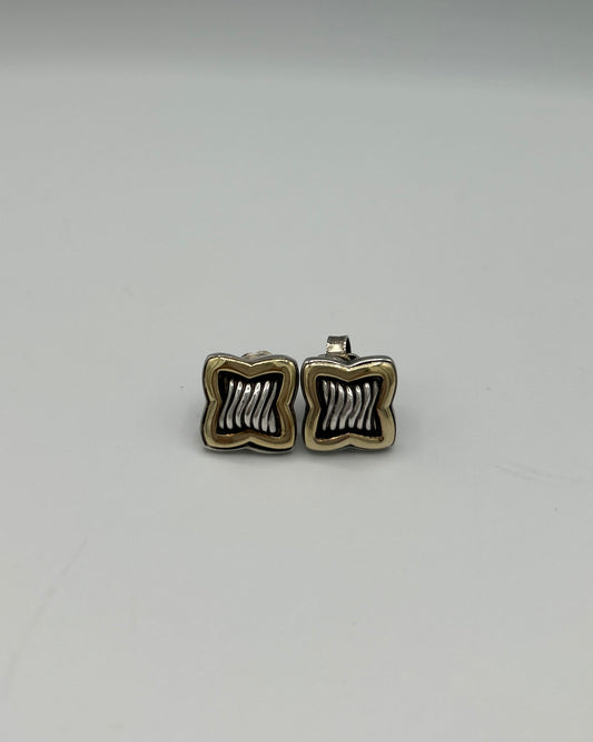 David Yurman Quatrefoil Stud Earring Sterling Silver and 18k Gold