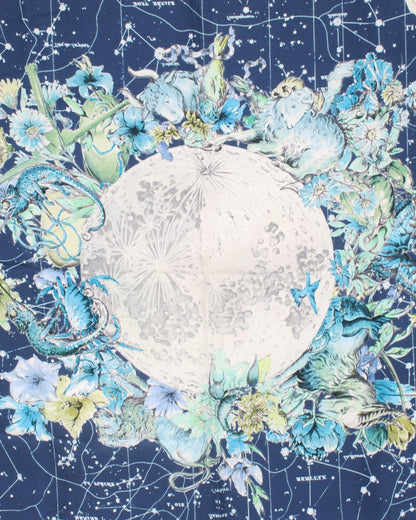 Christian Dior Zodiac Scarf, 85 Square Scarf Navy Blue Silk Twill