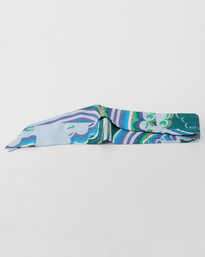 Hermes Rare Blue Green Silk "Brides de Gala" Twilly