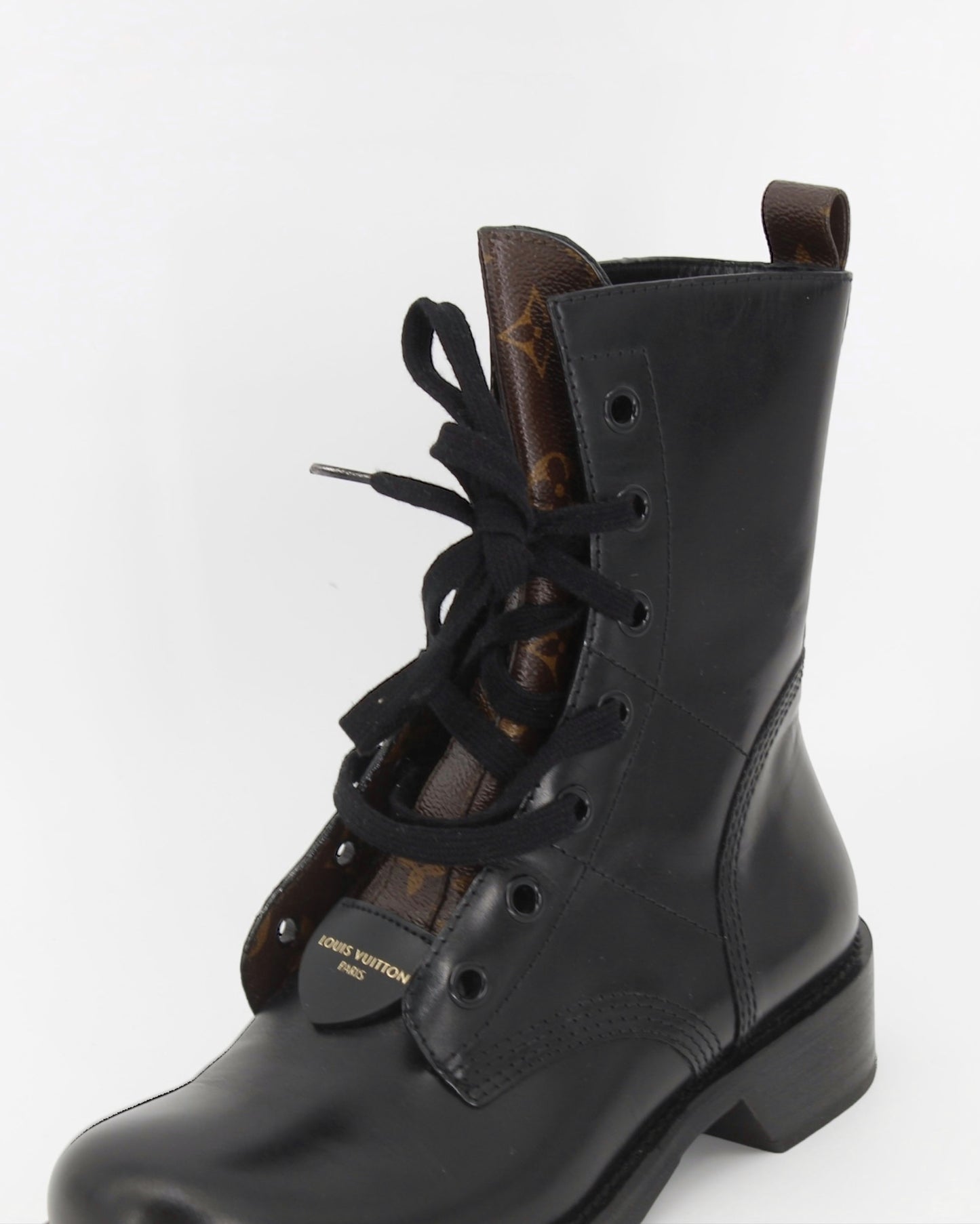 Louis Vuitton Black Flat Ranger Combat Boot Size 39