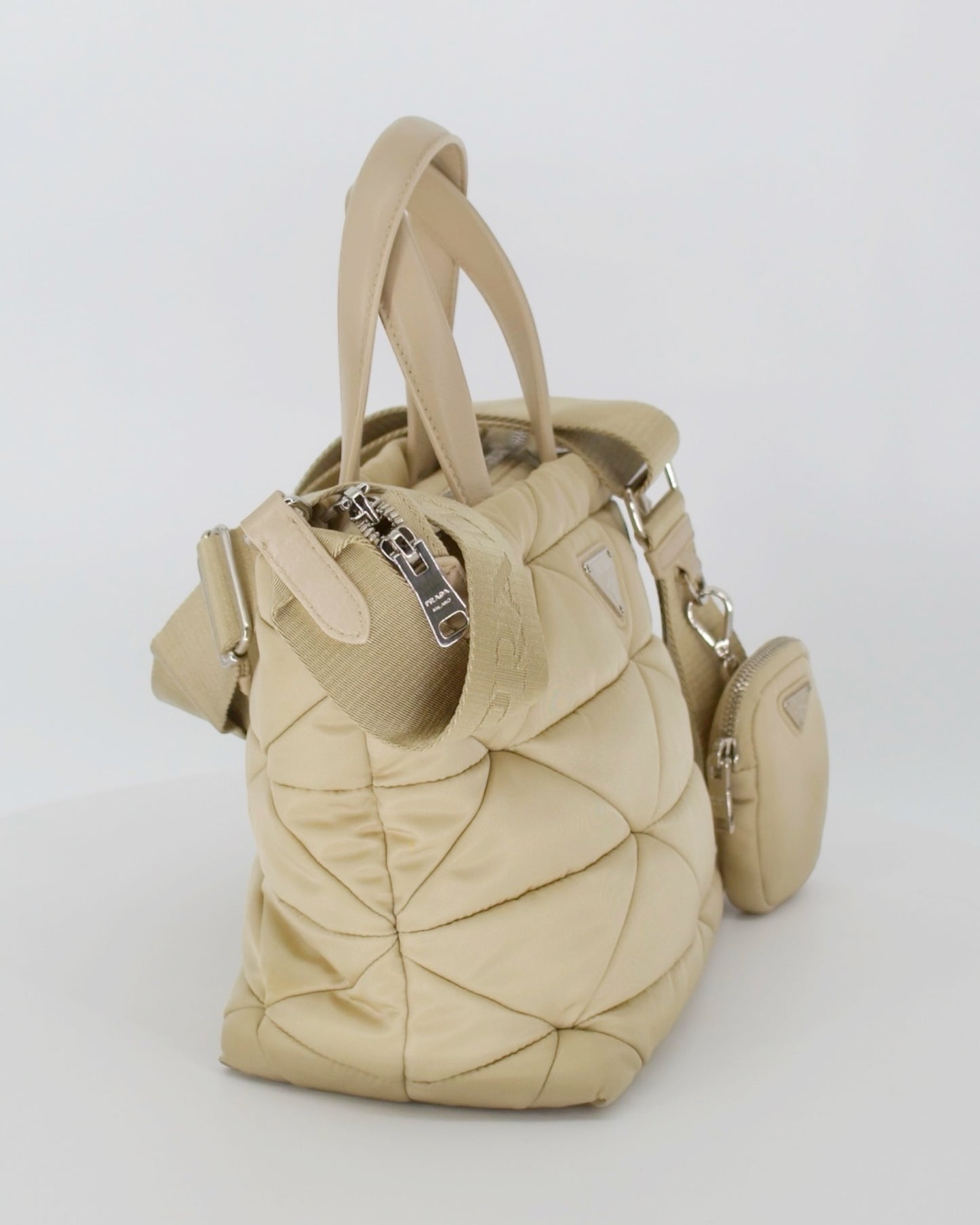 Prada Small Desert Re-Nylon Quilted Padded Shoulder Bag w/ Shoulder Strap