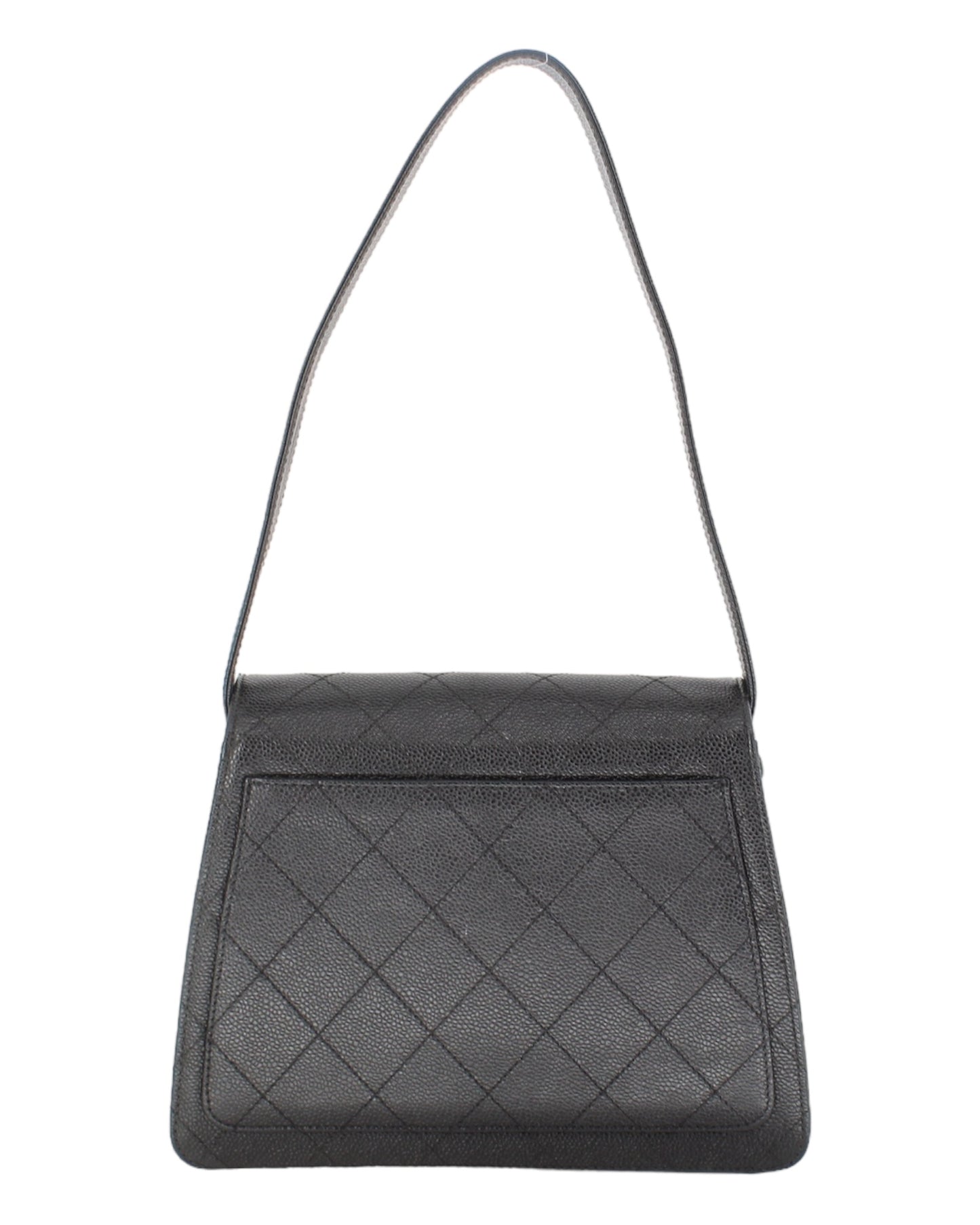 Chanel Vintage CC Flap Shoulder Bag Stitched Caviar Small