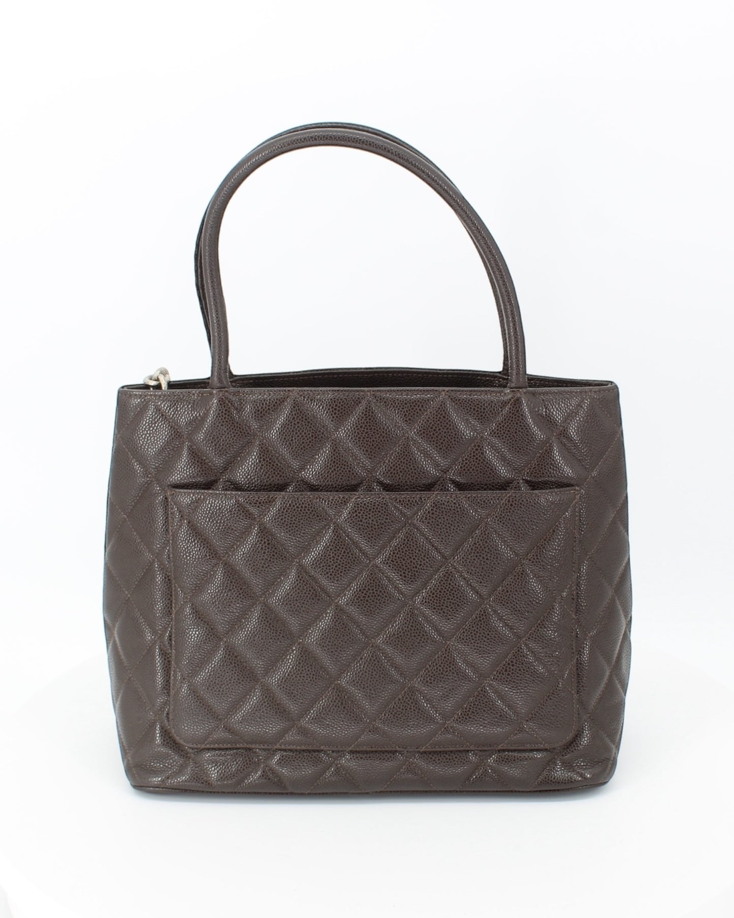 Chanel Vintage Caviar CC Brown Medallion Handbag