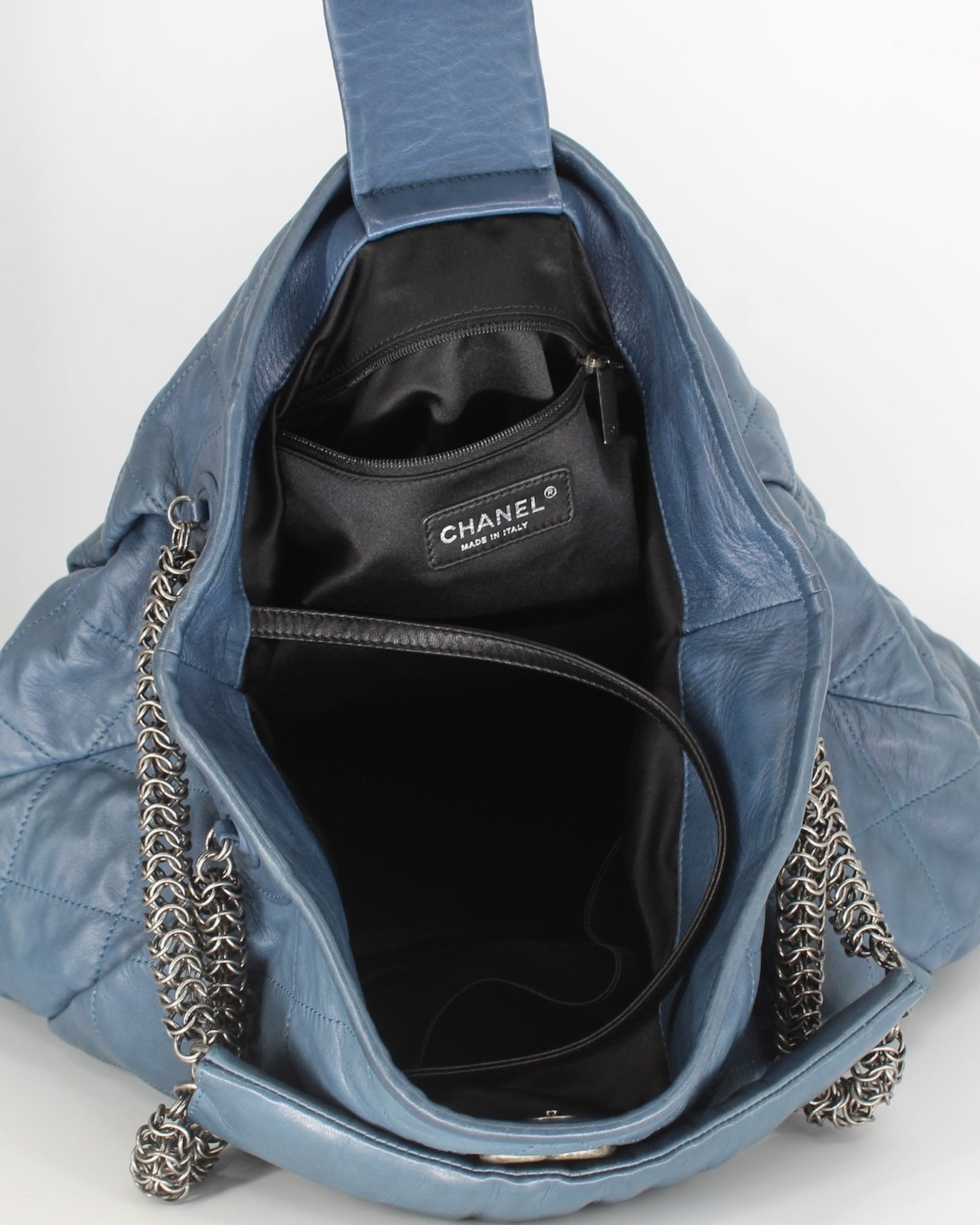 Chanel Blue Relaxed Lambskin Hobo Handbag