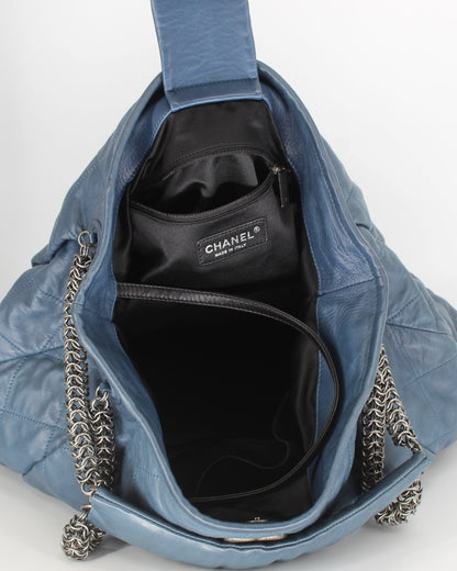 Chanel Blue Relaxed Lambskin Hobo Handbag