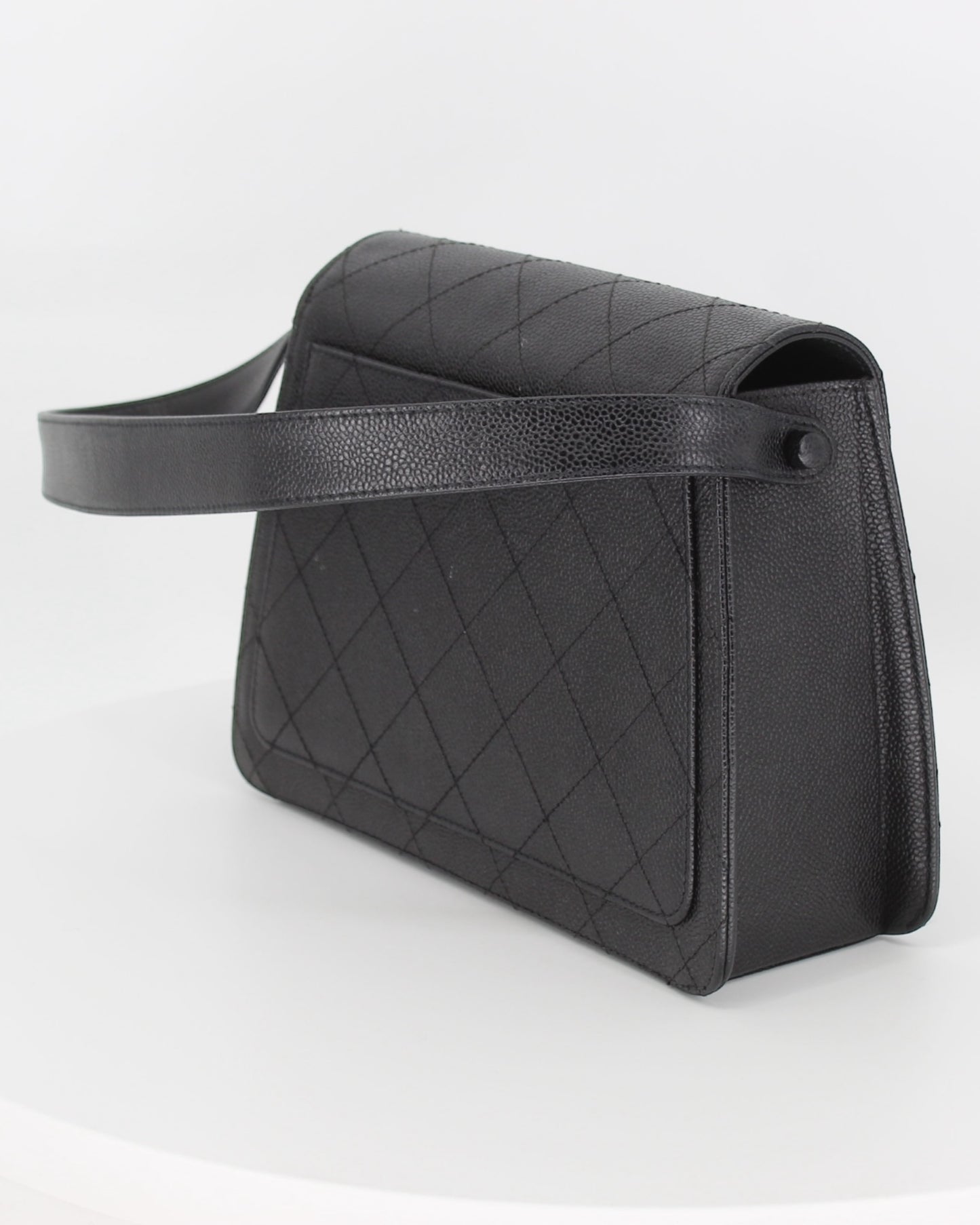 Chanel Vintage CC Flap Shoulder Bag Stitched Caviar Small