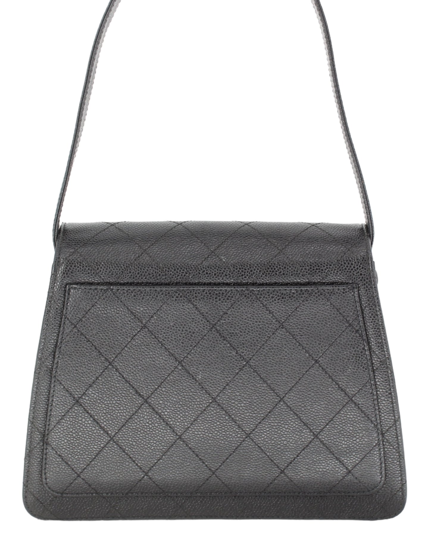 Chanel Vintage CC Flap Shoulder Bag Stitched Caviar Small