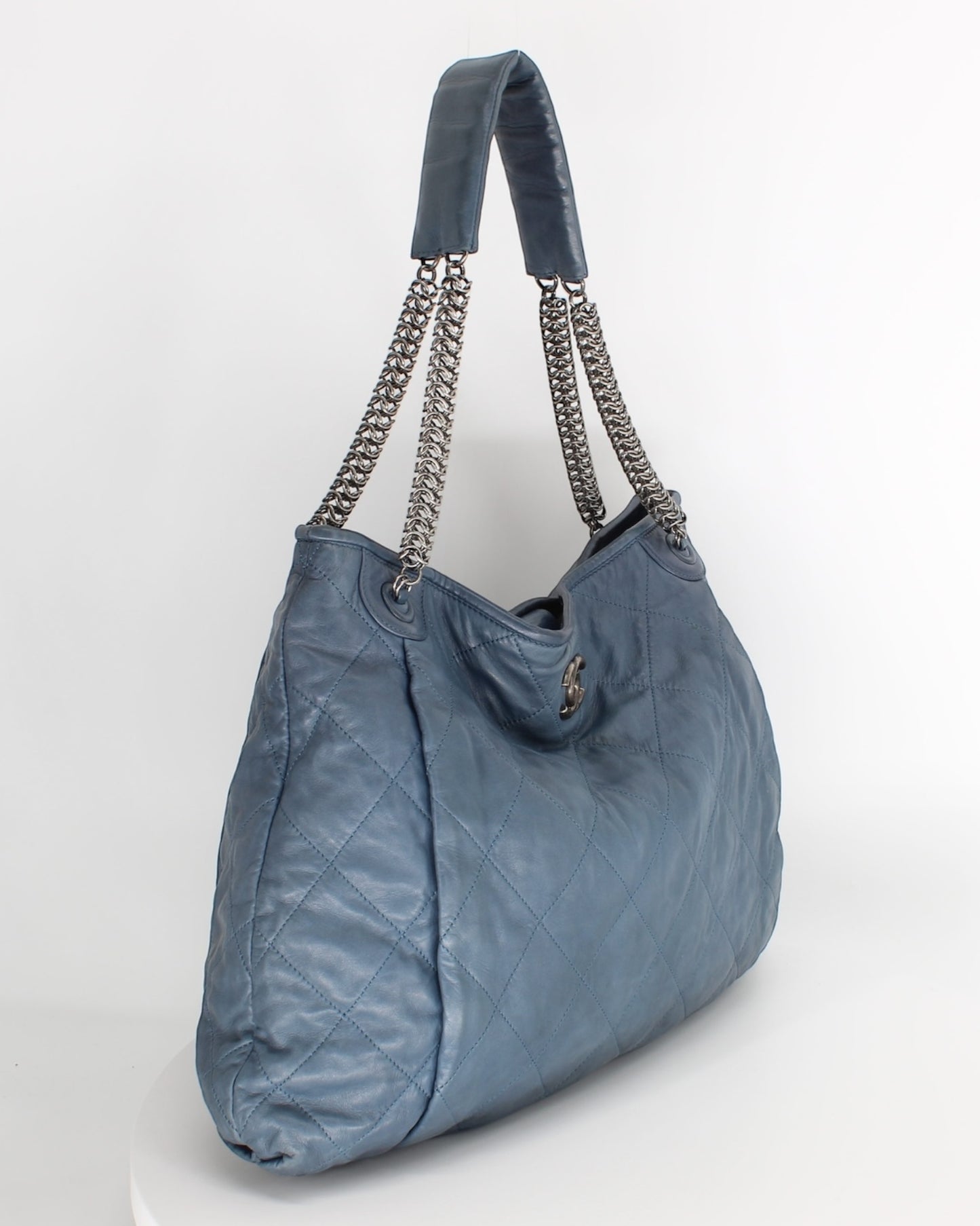 Chanel Blue Relaxed Lambskin Hobo Handbag