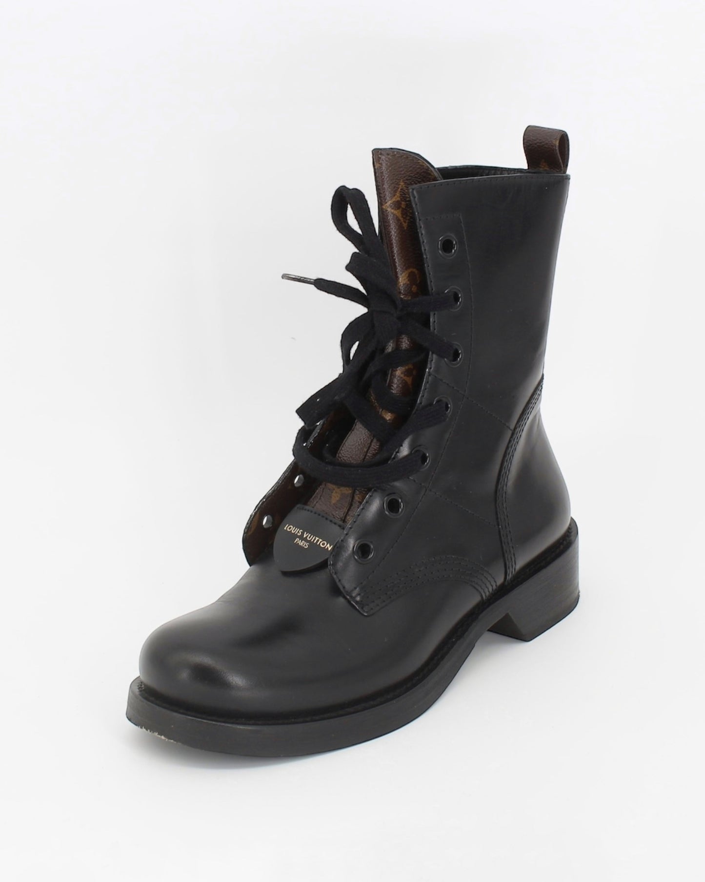 Louis Vuitton Black Flat Ranger Combat Boot Size 39