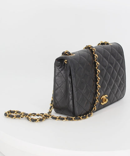 Chanel Vintage Lamb Black Flap Bag Small