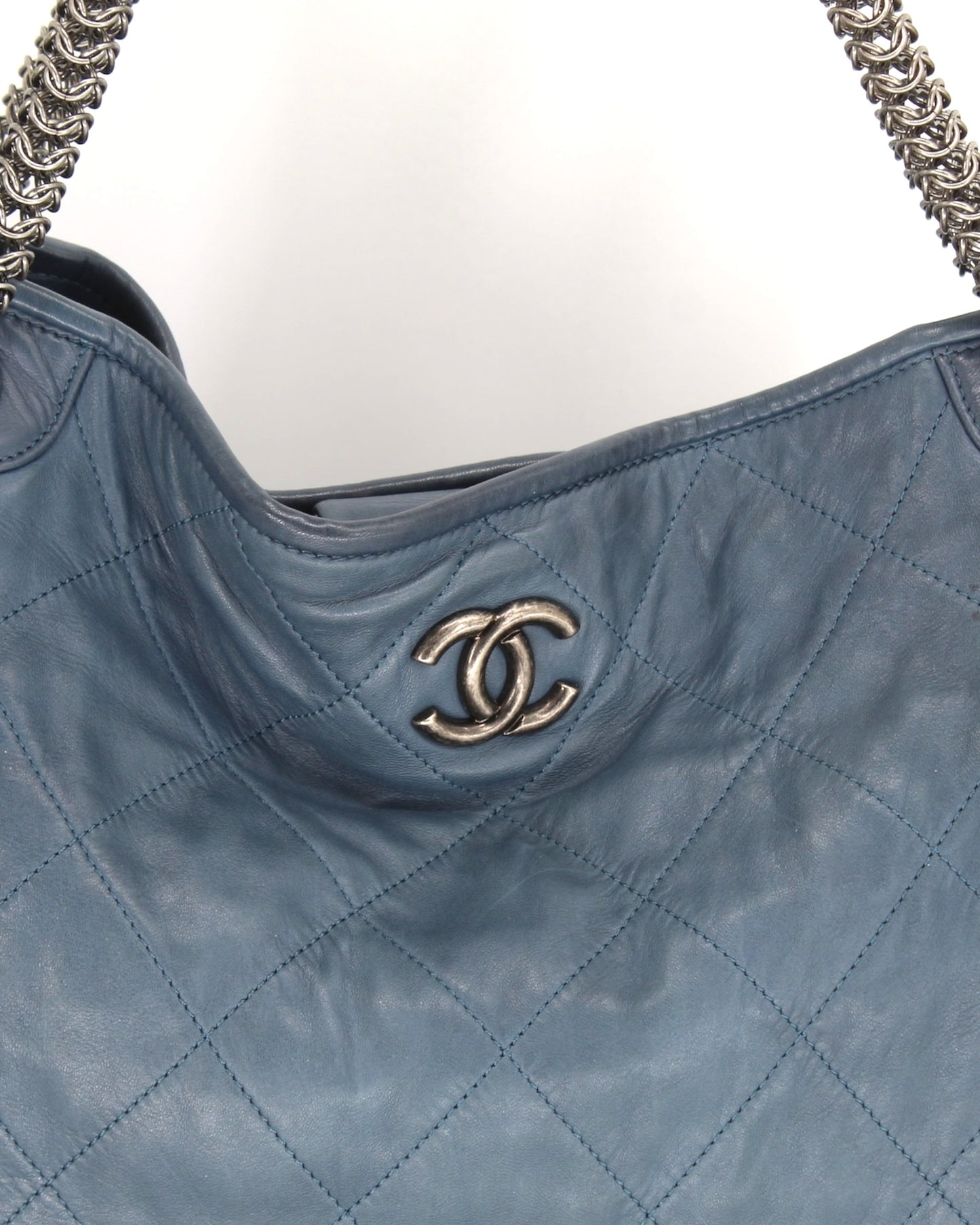 Chanel Blue Relaxed Lambskin Hobo Handbag