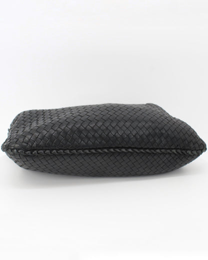 Bottega Veneta Black Leather Intrecciato Hobo Bag
