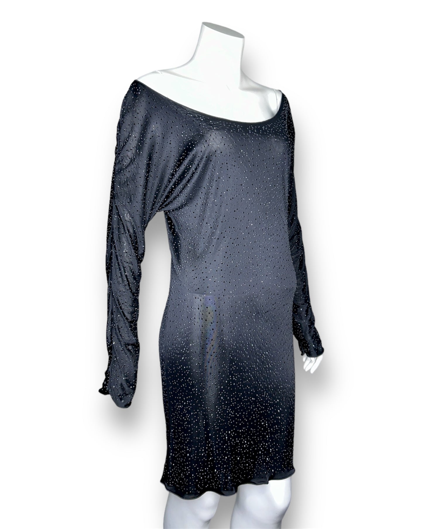 Giorgio Armani Black Long Sleeves Studded Fitted Dress Size 4