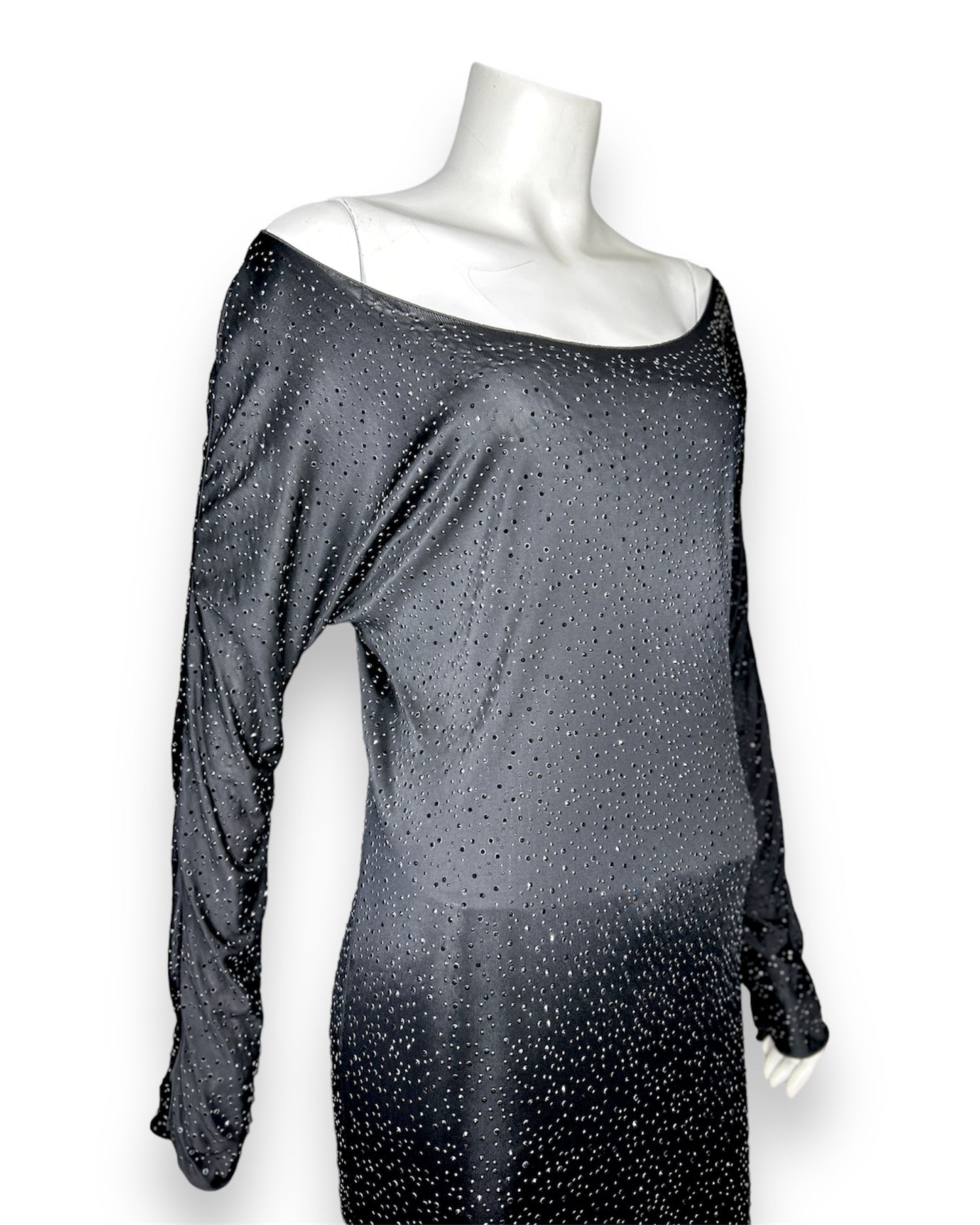 Giorgio Armani Black Long Sleeves Studded Fitted Dress Size 4
