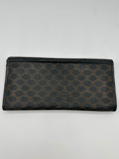 Celine Macadam Logo Brown Black Leather Wallet