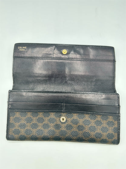 Celine Macadam Logo Brown Black Leather Wallet