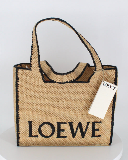 Loewe Raffia Large Font Tote Bag