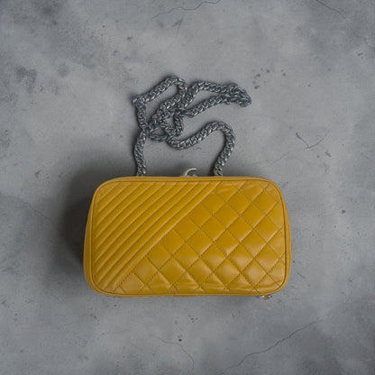 Chanel Golden Mustard Quilted CC Camera Bag