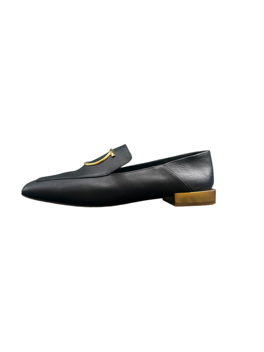 Ferragamo Black Leather Loafers Shoes. Size 9.5