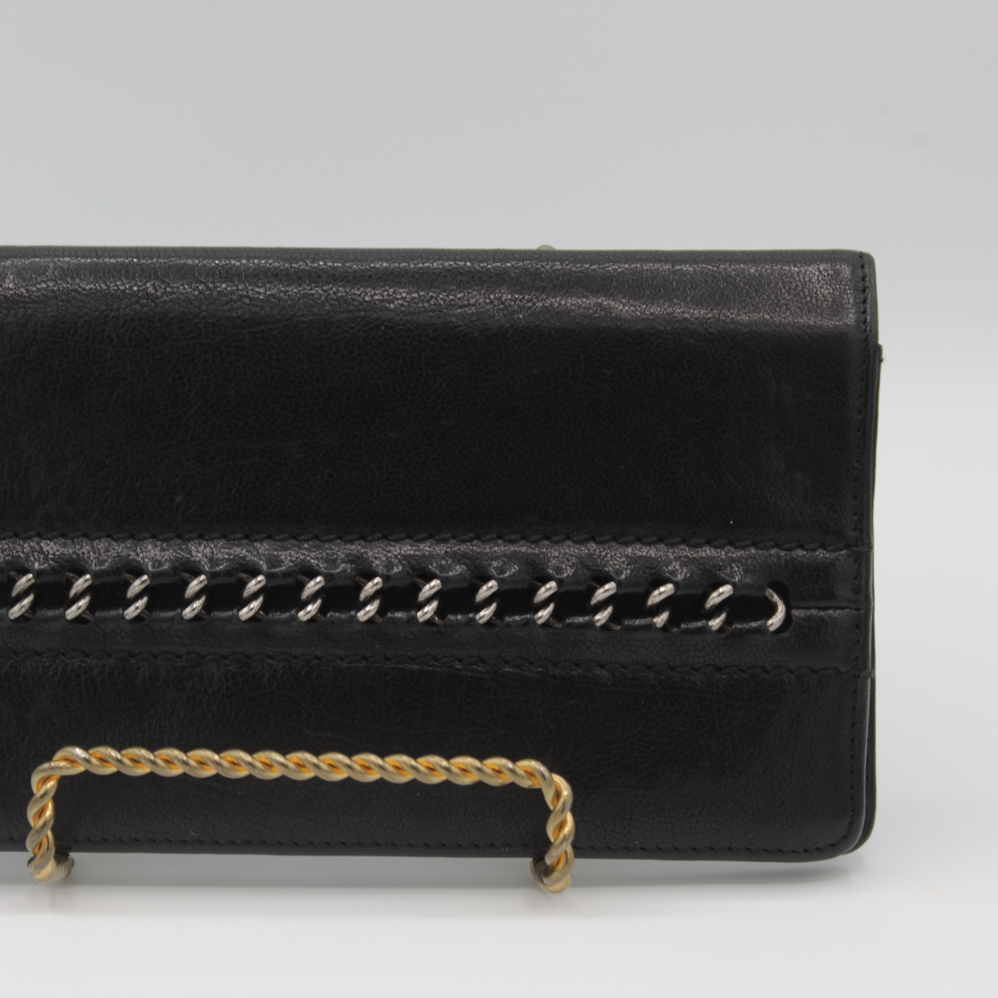 Chanel CC Bifold Calf Chain Black Leather Wallet 2005-2006